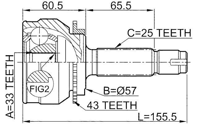 0410-044A43 - OUTER CV JOINT 33X57X25