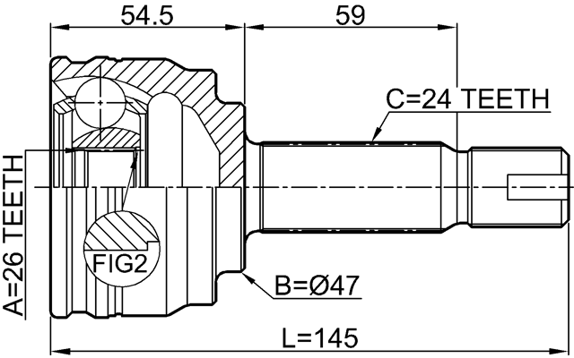 0410-A13 - OUTER CV JOINT 26X47X24