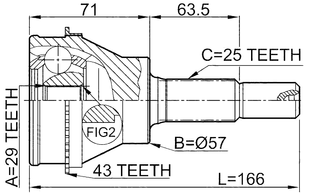 0410-CU20RA43 - OUTER CV JOINT REAR 29X57X25
