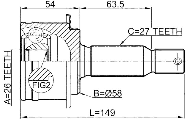 0410-CWRR - OUTER CV JOINT REAR 26X57X27