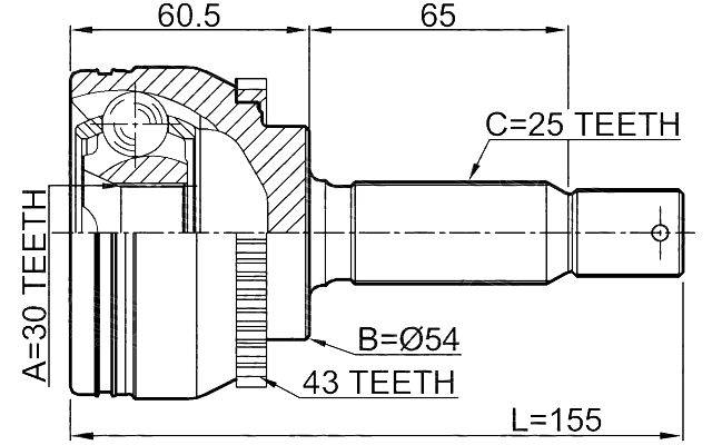 0410-N94A43 - OUTER CV JOINT 30X54X25