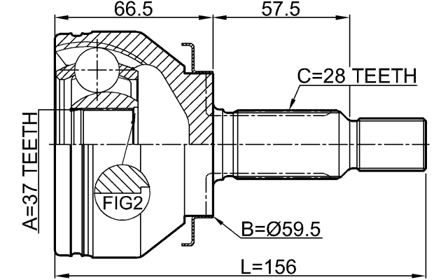 0410-NA8W - OUTER CV JOINT 37X59.3X28