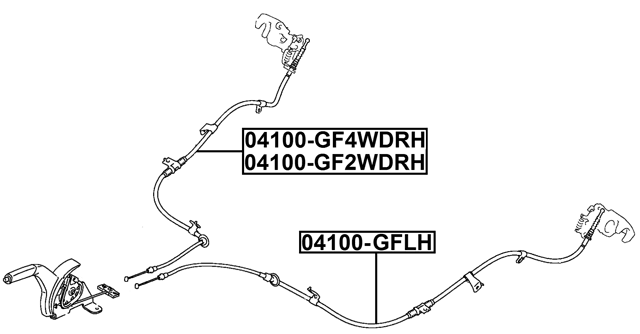 04100-GF4WDRH - PARKING BRAKE CABLE, RIGHT