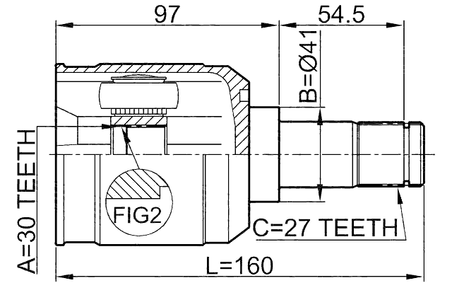 0411-CS9MTLH - INNER CV JOINT LEFT 30X41X27