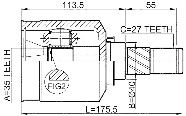 0411-CW5LH - INNER CV JOINT LEFT 35X40X27