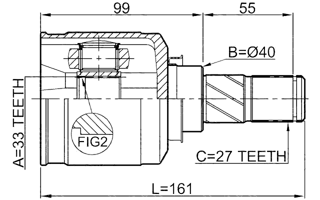 0411-CY34AT - INNER CV JOINT 33X40X27