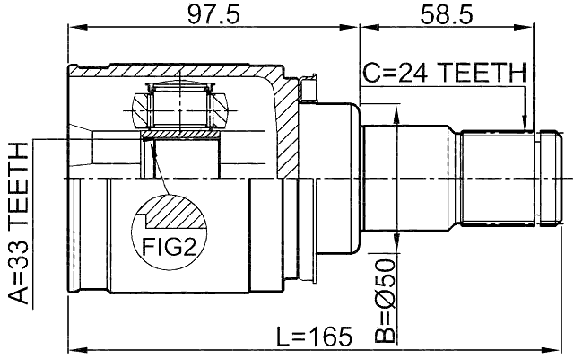 0411-CY3MTLH - INNER CV JOINT LEFT 33X50X24