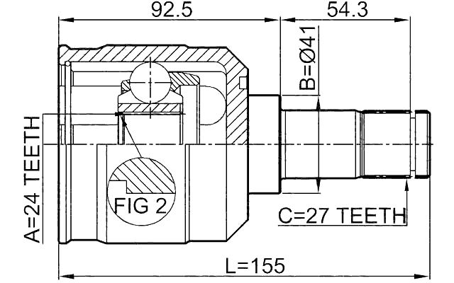 0411-EA - INNER CV JOINT 24X41X27