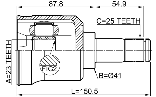0411-EA2A - INNER CV JOINT 23X41X25