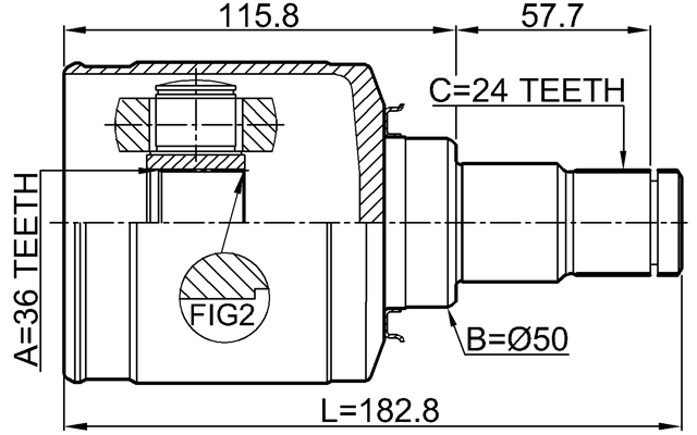 0411-GALH - INNER CV JOINT LEFT 36X50X24