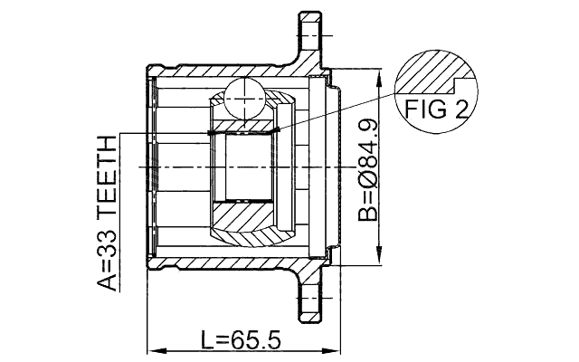 0411-KB4RH - INNER CV JOINT RIGHT 33X84.9