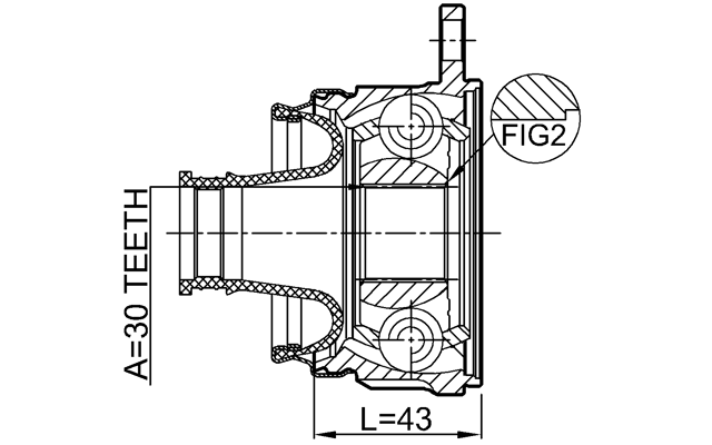 0411-KB4SHA - PROPSHAFT CV JOINT 30X