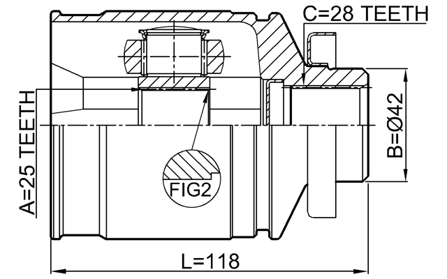 0411-N64RH - INNER CV JOINT RIGHT 25X42X28