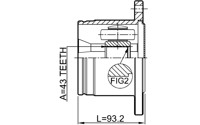 0411-V75RR - REAR INNER CV JOINT 43X145