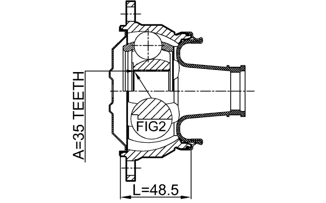 0411-V75SHA - PROPSHAFT CV JOINT 35X107