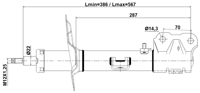 04110-005FR - SHOCK ABSORBER FRONT RIGHT GAS.TWIN TUBE