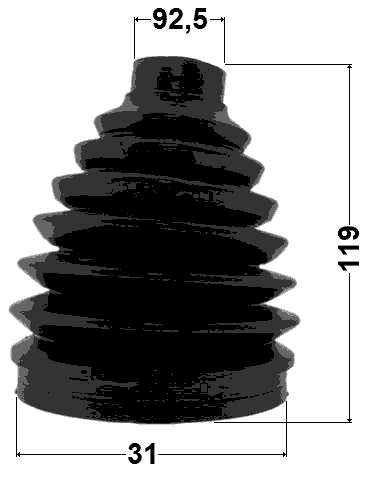 0417P-CW6 - BOOT OUTER CV JOINT KIT PVC 92.5X119X31
