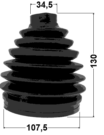 0417P-V97WR - BOOT OUTER CV JOINT KIT PVC 107.5X130.3X34.5