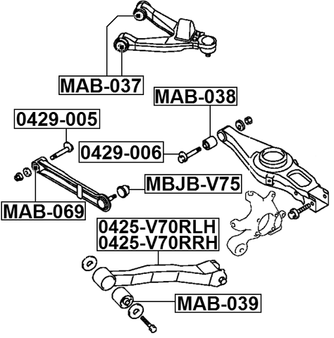 0425-V70RRH - REAR RIGHT TRAILING ROD
