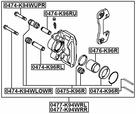 0474-K94WUPR - REAR CALIPER SLIDE PIN