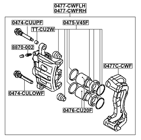 0477-CWFLH - FRONT LEFT BRAKE CALIPER ASSEMBLY (WITH BRACKET)