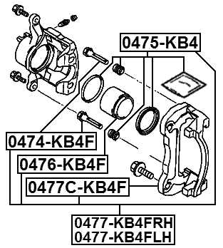 0477-KB4FLH - FRONT LEFT BRAKE CALIPER ASSEMBLY (WITH BRACKET)