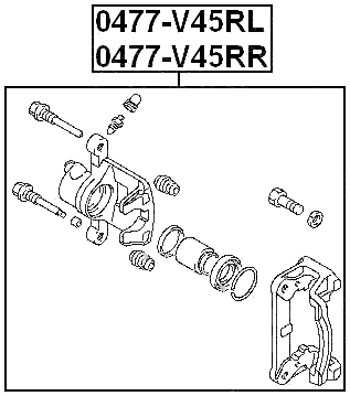 0477-V45RL - REAR LEFT BRAKE CALIPER ASSEMBLY (WITH BRACKET)