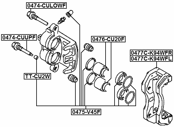 0477C-K94WFL - FRONT LEFT BRAKE CALIPER BRACKET CARRIER