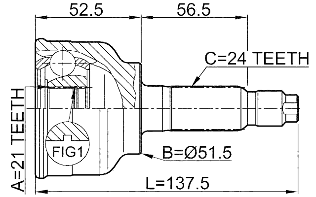 0510-004 - OUTER CV JOINT 21X51.5X24
