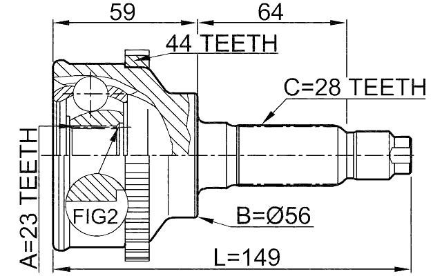 0510-018A44 - OUTER CV JOINT 23X56X28