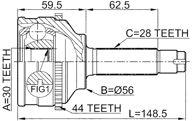 0510-037A44 - OUTER CV JOINT 30X56X28