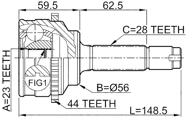 0510-039A44 - OUTER CV JOINT 23X56X28