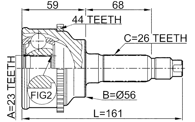 0510-FRA44 - OUTER CV JOINT 23X56X26