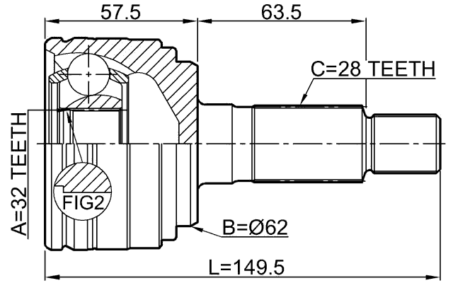 0510-GHMT - OUTER CV JOINT 32X59X28