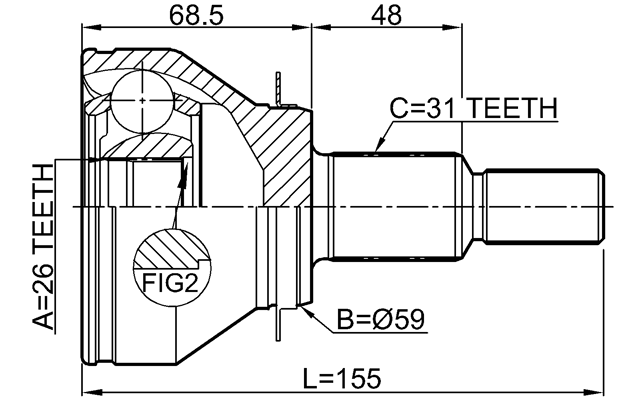 0510-TC - OUTER CV JOINT 26X59X31