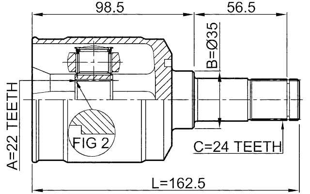 0511-323FLH - INNER CV JOINT LEFT 22X35X24