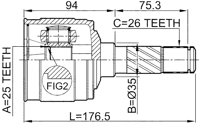0511-B25RH - INNER CV JOINT RIGHT 25X35X26