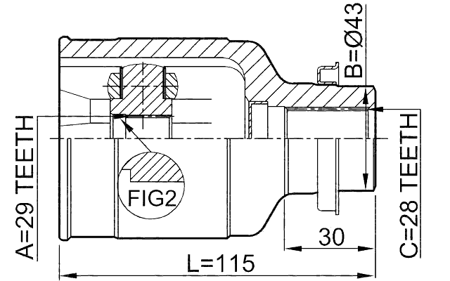 0511-CPRH - INNER CV JOINT RIGHT 29X43X28