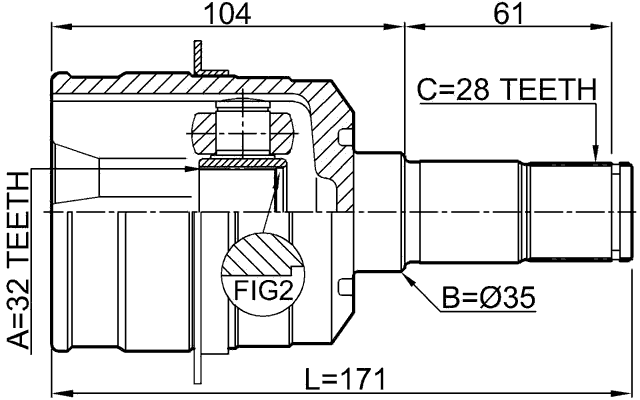 0511-CWATLH - INNER CV JOINT LEFT 32X35X28