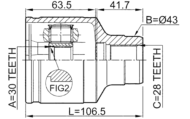 0511-GFRH - INNER CV JOINT RIGHT 30X43X28