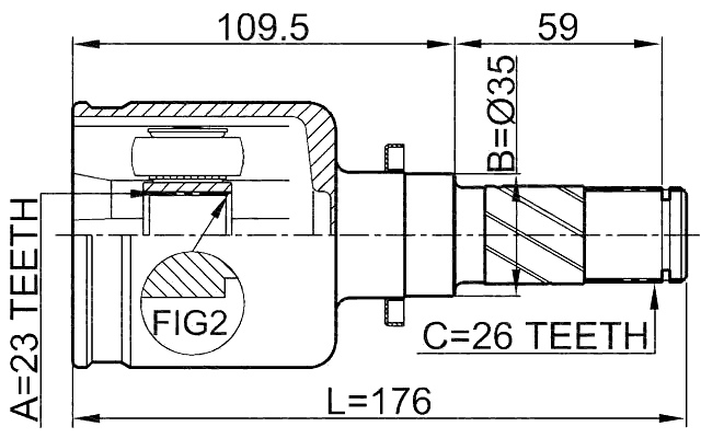 0511-M320ATLH - INNER CV JOINT LEFT 23X35X26