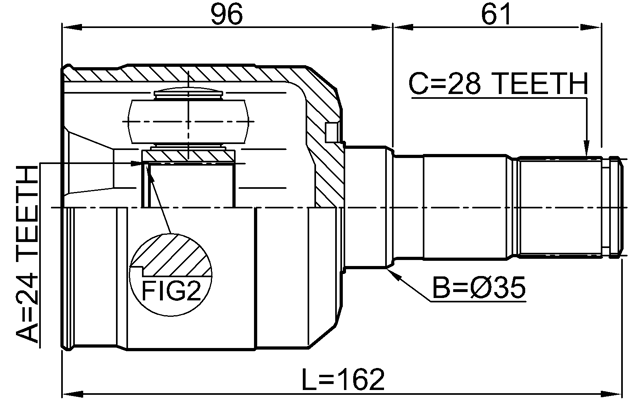 0511-M323FLH - INNER CV JOINT LEFT 24X35X28