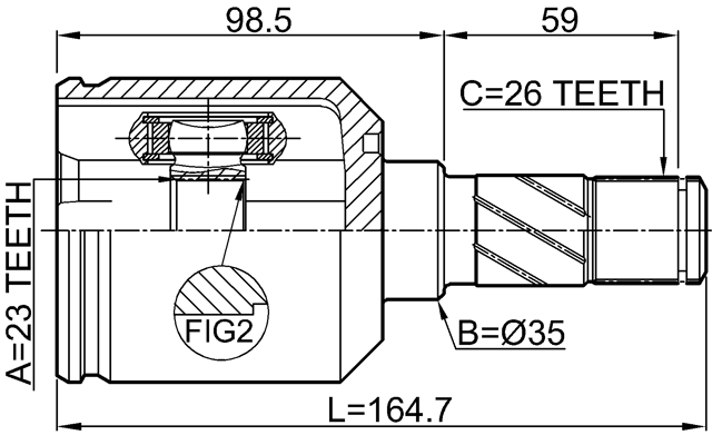 0511-M626LH - INNER CV JOINT LEFT 23X35X26