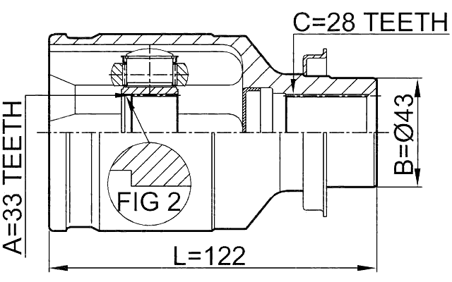 0511-M6MTRH - INNER CV JOINT RIGHT 33X43X28