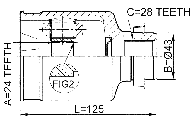 0511-MZ5ATRH - INNER CV JOINT RIGHT 24X43X28