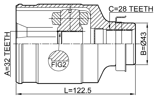 0511-MZ5RH - INNER CV JOINT RIGHT 32X43X28
