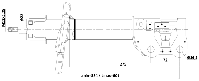 05110-002FR - SHOCK ABSORBER FRONT RIGHT GAS.TWIN TUBE