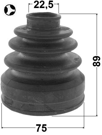 0515-CWT - BOOT INNER CV JOINT KIT 75X89X22.5