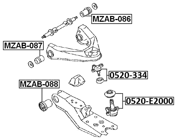 0520-E2000 - BALL JOINT FRONT LOWER ARM