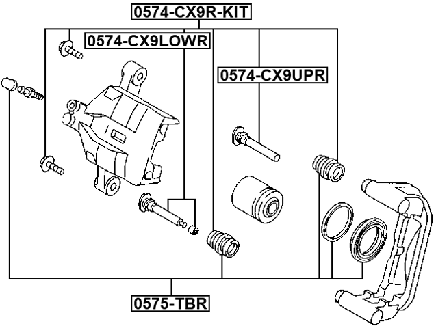 0574-CX9R-KIT - REAR CALIPER SLIDE PIN KIT